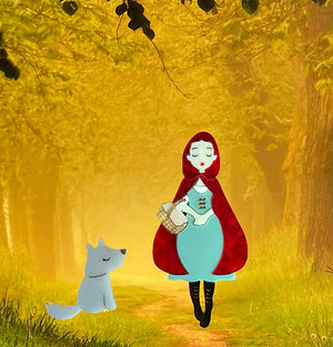 Tantalising Treasures : Flowers, Fairytales & Friends : Red and The Wolf Brooch Set