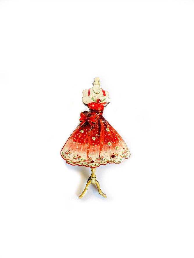 Rosie Rose Parker :  Christmas : 1950s Christmas Dress Brooch [PRE-ORDER]