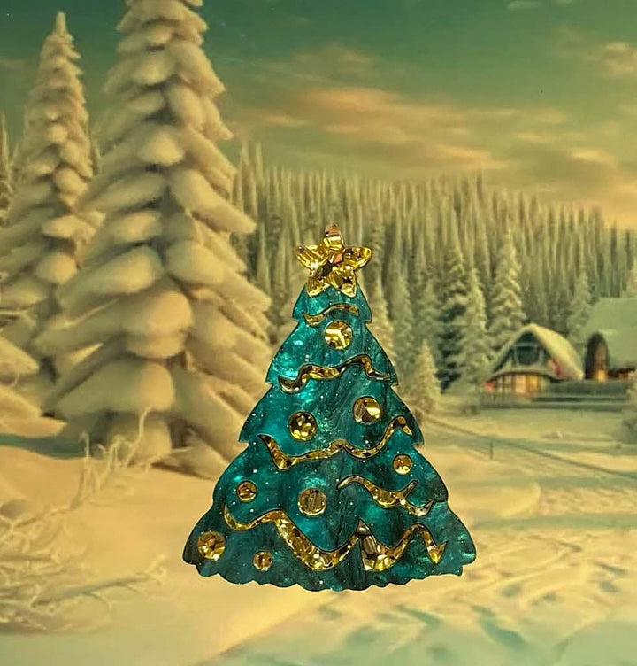 Tantalising Treasures : Christmas : Green & Gold Christmas Tree Brooch [PRE-ORDER]