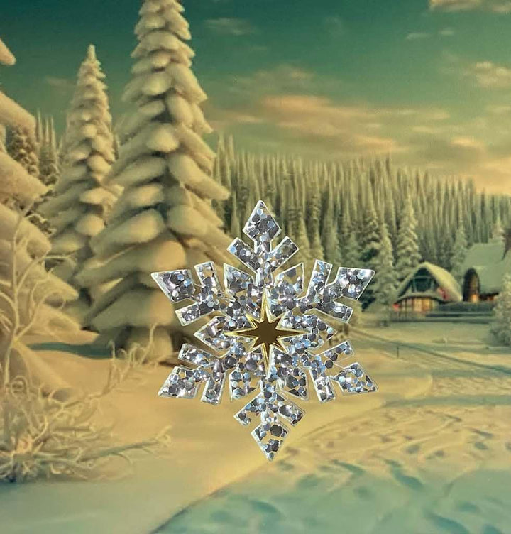 Tantalising Treasures : Christmas : Silver & Gold Snowflake Brooch [PRE-ORDER]