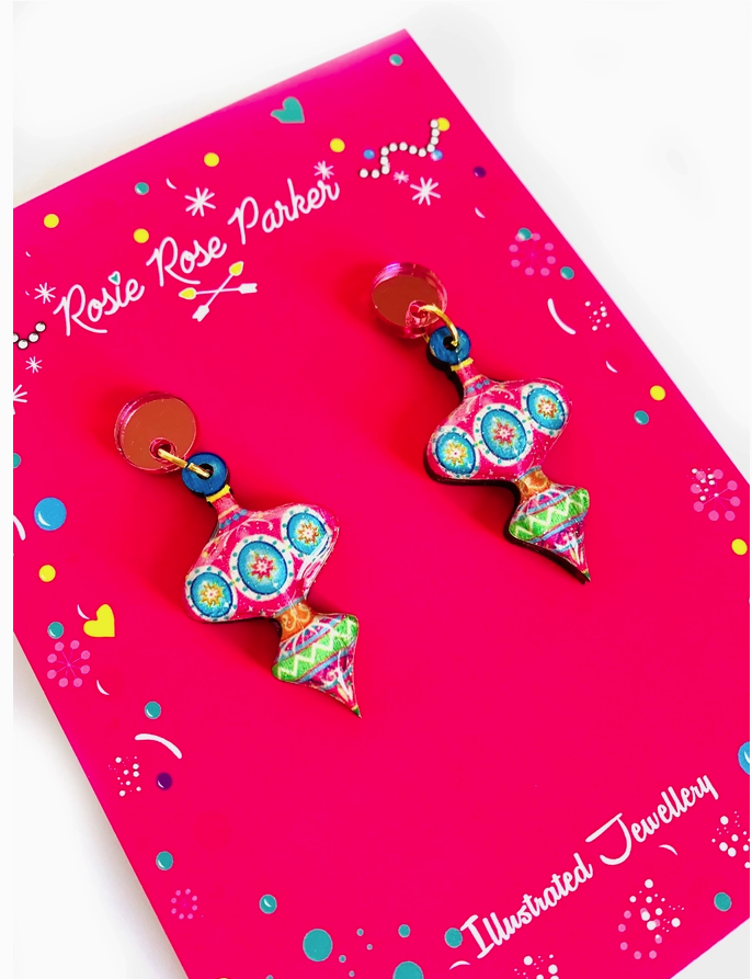 Rosie Rose Parker : 50s Christmas bauble dangle earrings