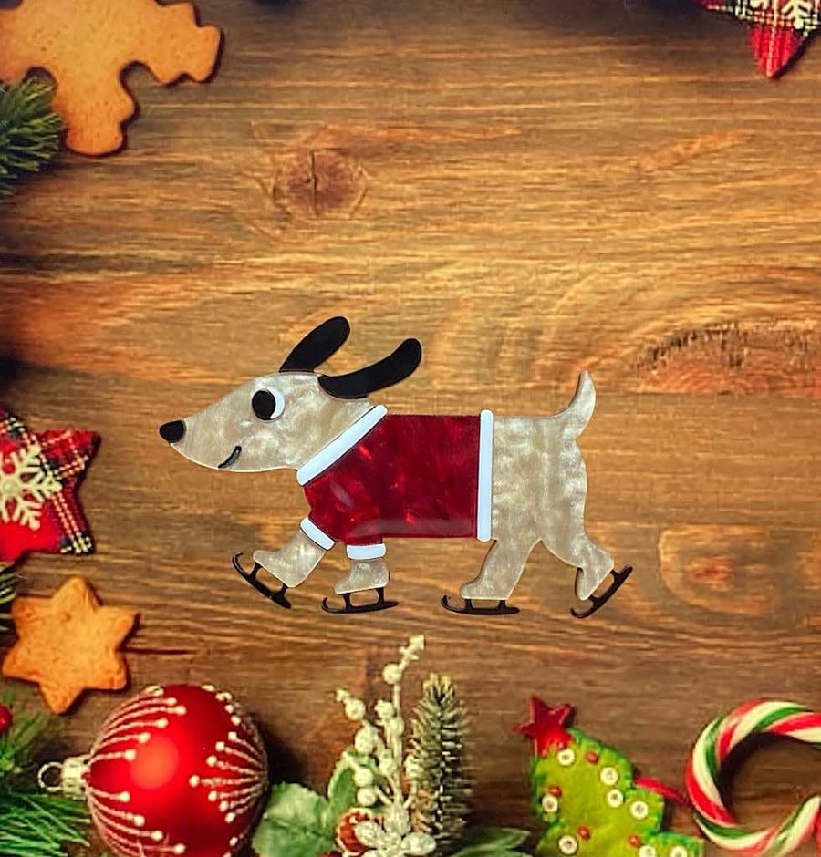 Tantalising Treasures : Christmas : Doggo Skater Brooch [PRE-ORDER]