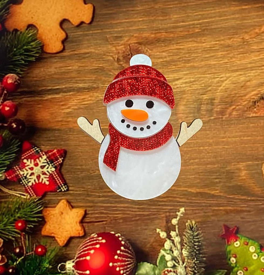 Tantalising Treasures : Christmas : Sam The Snowman Brooch [PRE-ORDER]