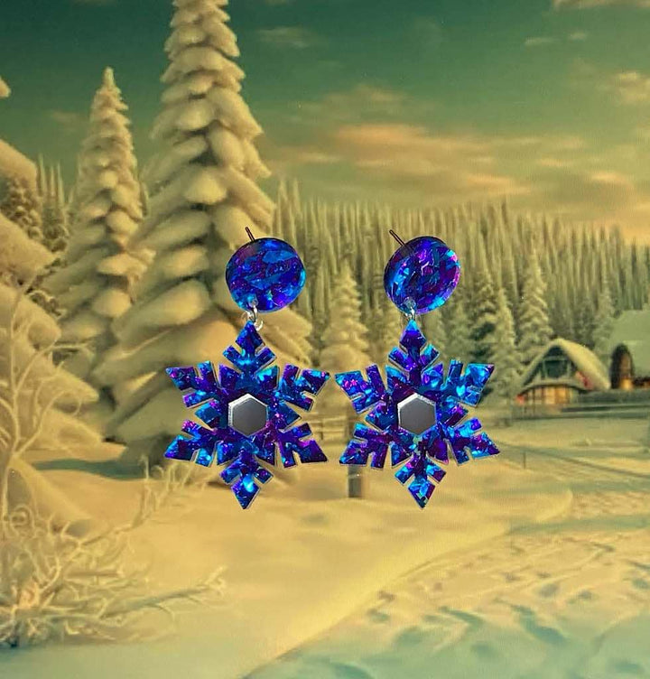 Tantalising Treasures : Christmas : Blue & Purple Snowflake Earrings [PRE-ORDER]