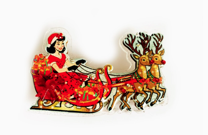 Rosie Rose Parker : A Christmas reindeer in a sleigh brooch