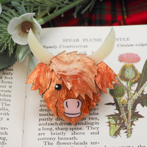 Dolly Dimple Design :  Highland Cow Acrylic Brooch