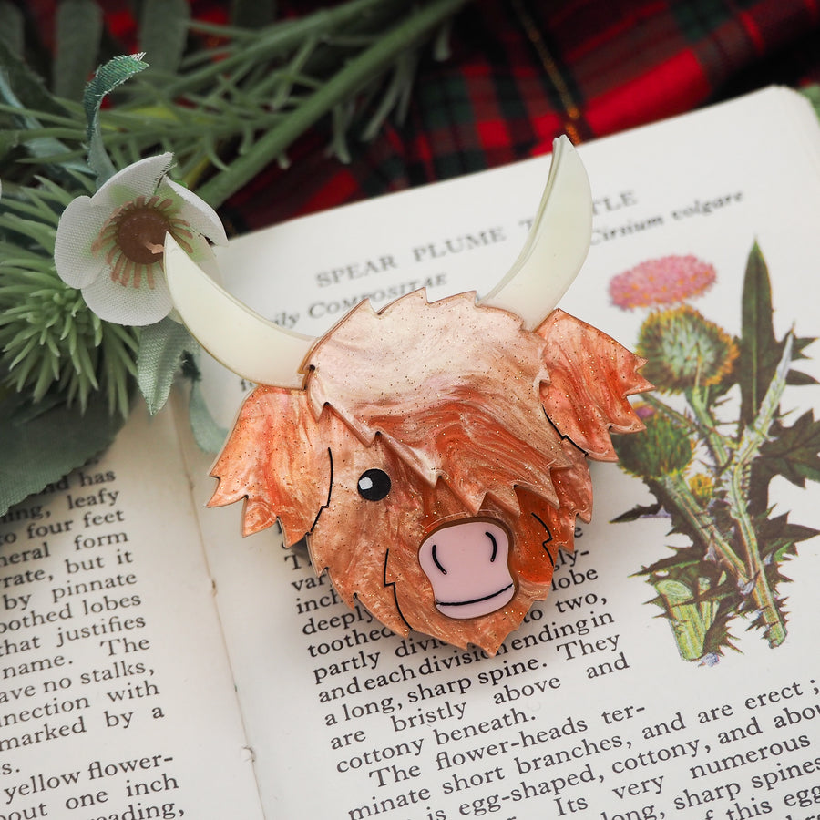 Dolly Dimple Design :  Highland Cow Acrylic Brooch