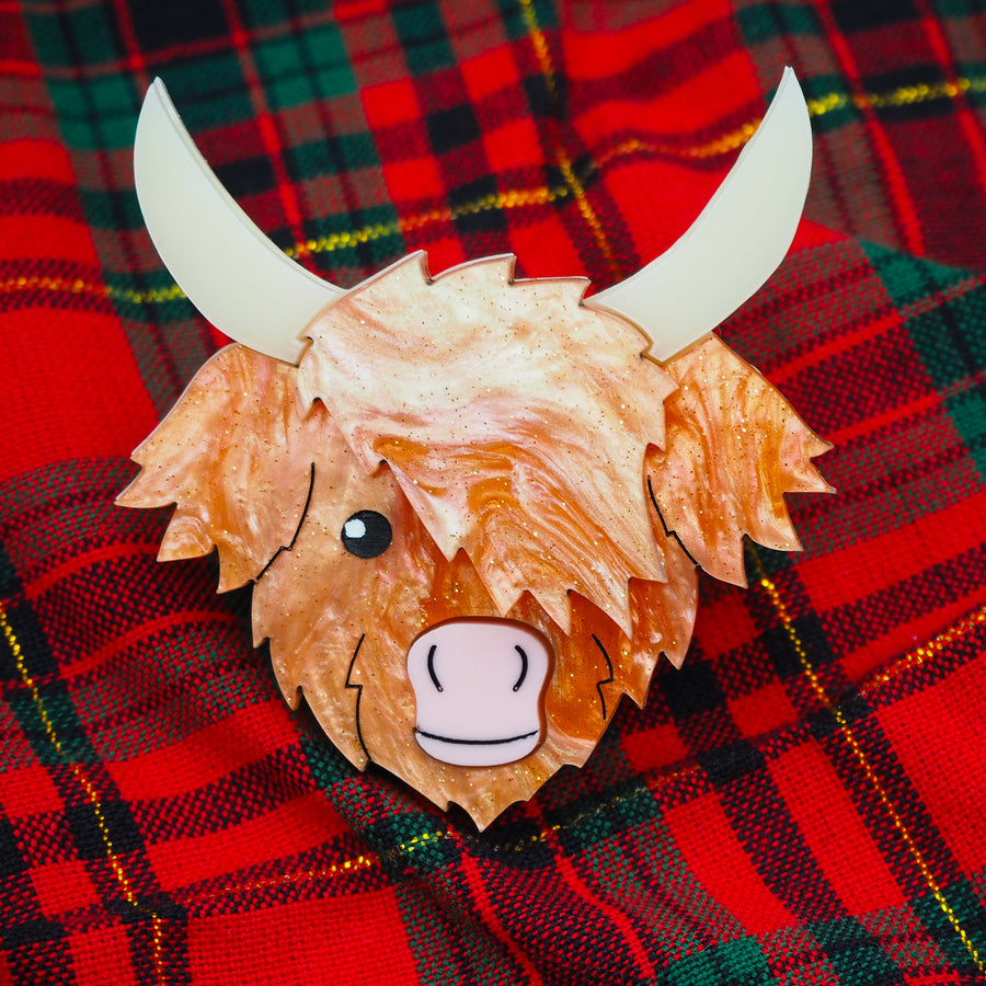 Dolly Dimple Design :  Highland Cow Acrylic Brooch