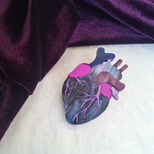 Cherryloco : Anatomical Heart Brooch or Necklace - Cosmic Purple [PRE-ORDER]