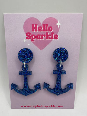 Hello Sparkle : Anchors Away Earrings - Glitter