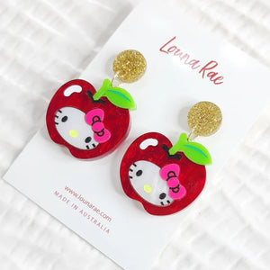 Louna Rae : Apple Hello Kitty Dangle Earrings