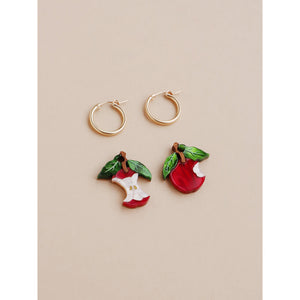 Wolf & Moon : Apple Hoop Earrings - Red