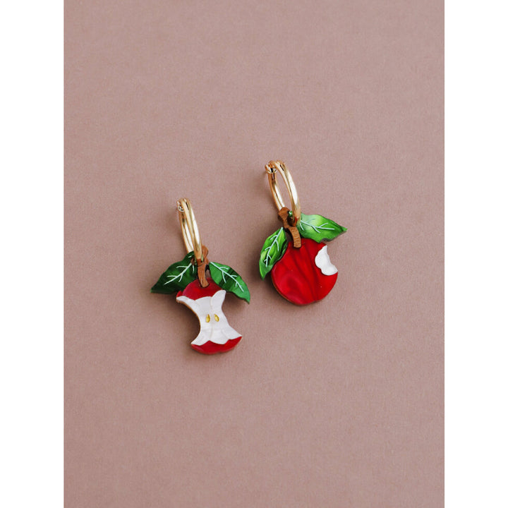 Wolf & Moon : Apple Hoop Earrings - Red