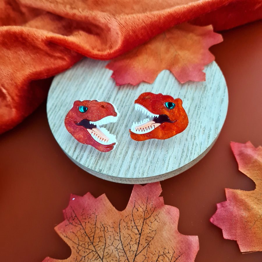 Cherryloco : Autumn T Rex Dinosaur stud earrings [PRE-ORDER]