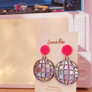 Louna Rae : Barbie Disco Ball Dangle Earrings [LUCKY LAST!]