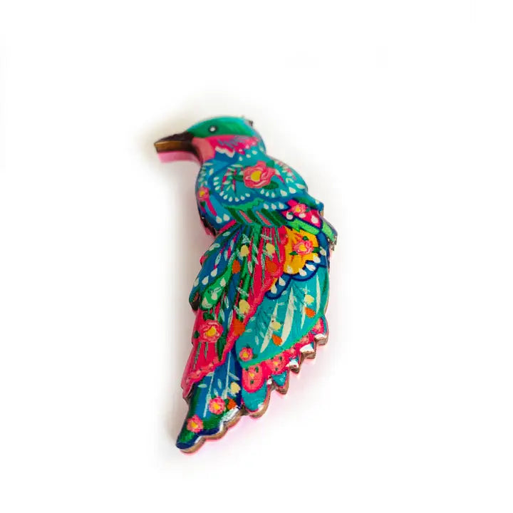 Rosie Rose Parker : Beautiful Illustrated Bird Brooch