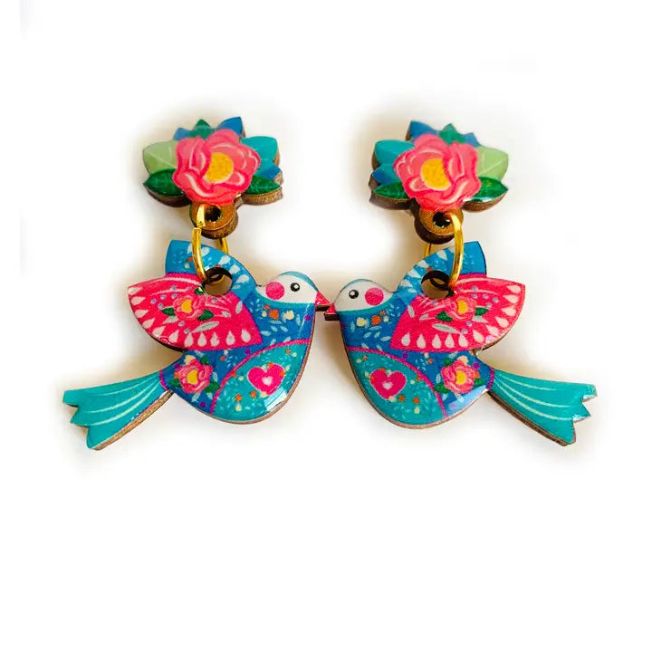 Rosie Rose Parker : Big Beautiful Kissing Bird Earrings