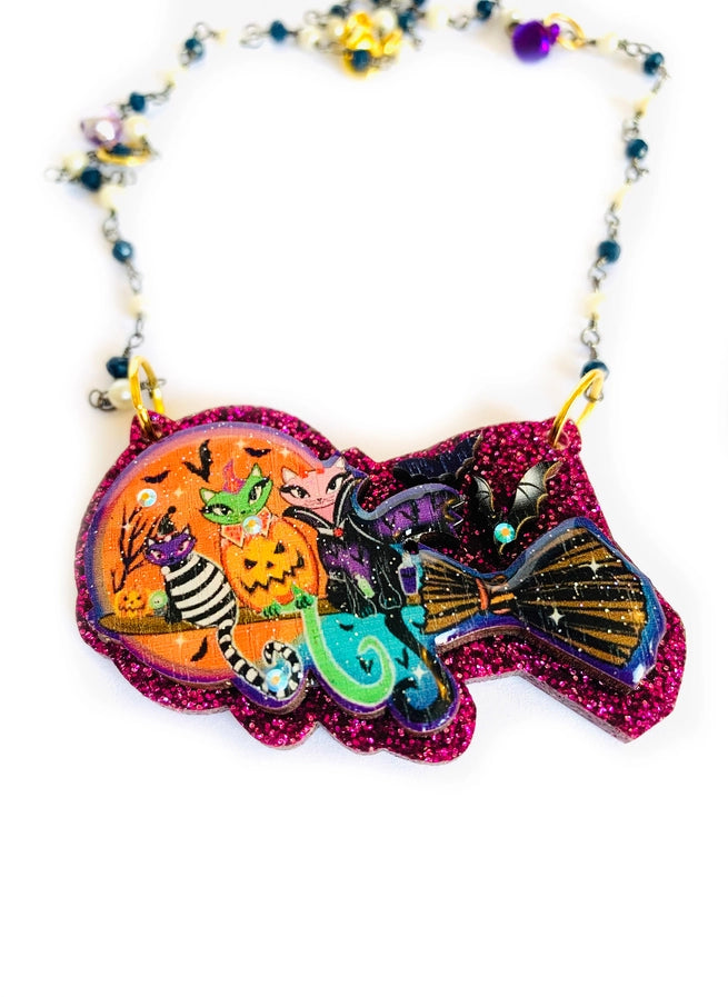 Rosie Rose Parker :  Halloween : Big Cats on a Broomstick Necklace [PRE-ORDER]