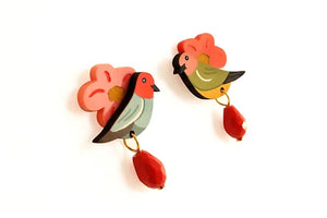LaliBlue :  Spring :  Bird and Flower Earrings [PRE-ORDER]