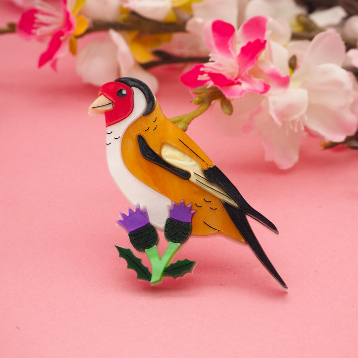 Dolly Dimple Design : Goldfinch on Thistle Brooch