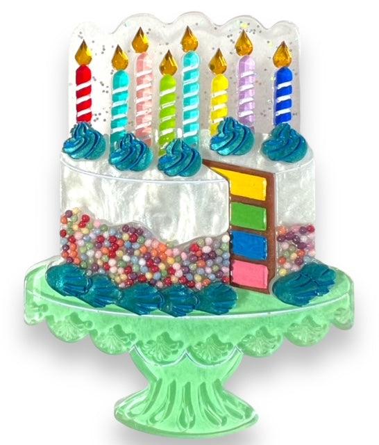 Lipstick & Chrome : "Slice, Slice Baby" Birthday Cake Brooch x Club Eggie