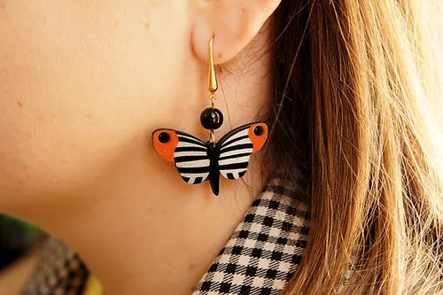 LaliBlue :  Spring :  Black and White Butterfly Earrings [PRE-ORDER]