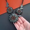 Cherryloco : Black Sunflower Charm Necklace [PRE-ORDER]