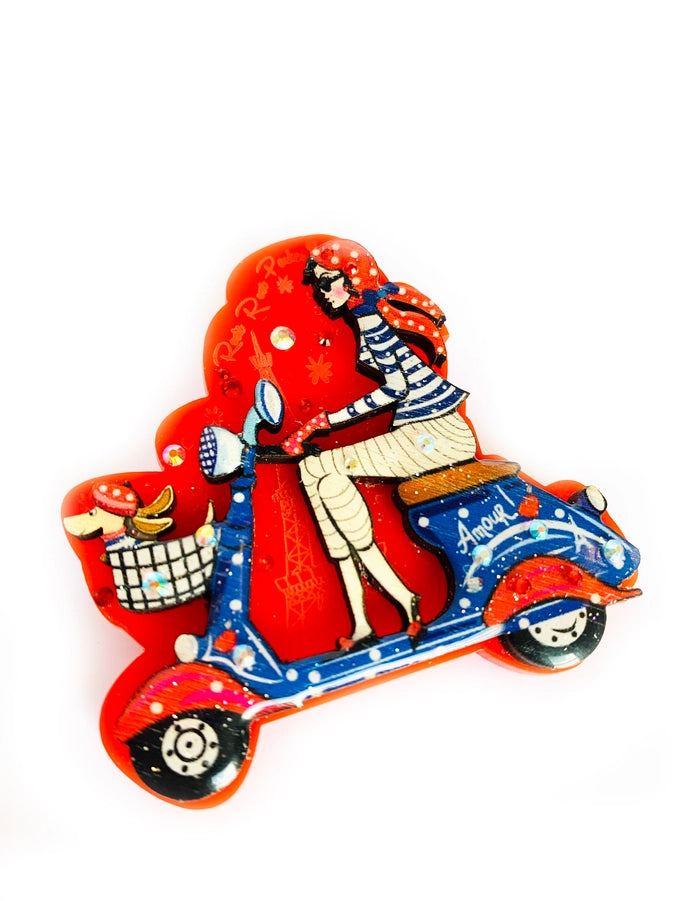 Rosie Rose Parker : Bonjour Beep Beep Paris Brooch