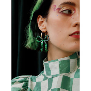 Wolf & Moon : Bow Hoops in Emerald [LUCKY LAST!]