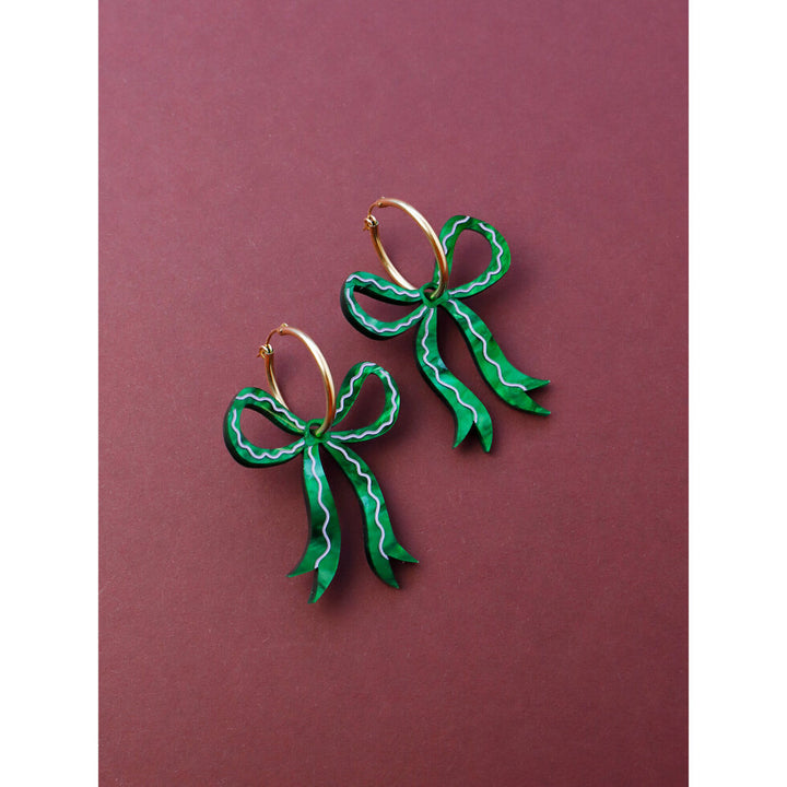 Wolf & Moon : Bow Hoops in Emerald [LUCKY LAST!]
