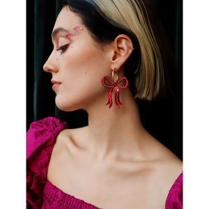 Wolf & Moon : Bow Hoops in Red [LUCKY LAST!]