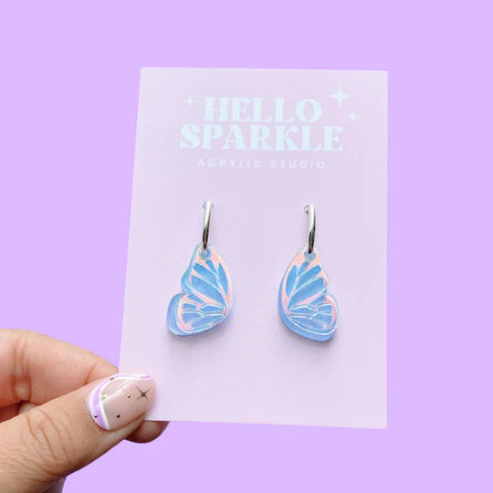 Hello Sparkle : Butterfly Wing Dangles- BLUE