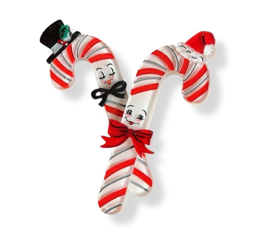 Lipstick & Chrome : Candy Cane Couple Brooch x 50's Vintage Dame