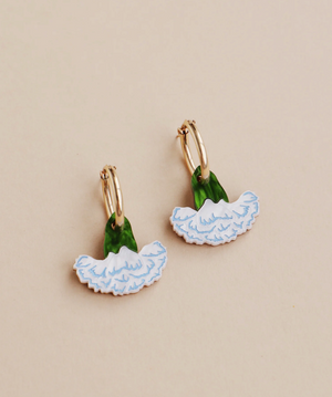 Wolf & Moon : Carnation Hoop Earrings - Blue/White