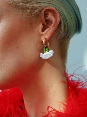 Wolf & Moon : Carnation Hoop Earrings - Blue/White