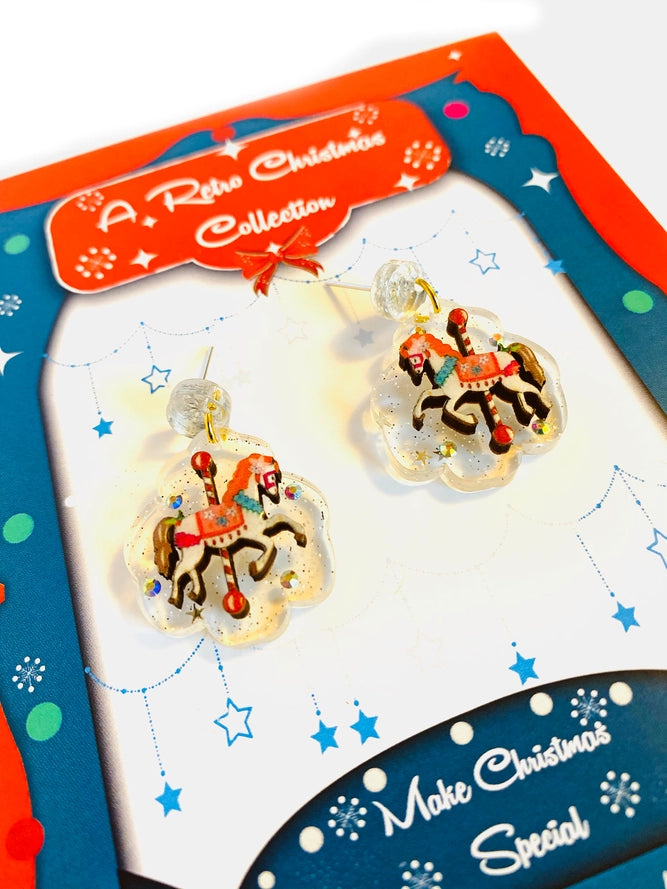 Rosie Rose Parker :  Christmas : Carousel Christmas Horses Earrings [PRE-ORDER]