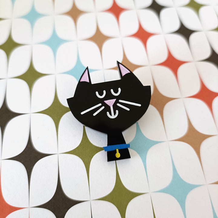 Bright and Bubbly : Mid Century Release : Black Cat Mini Brooch