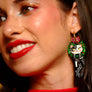Laliblue : Christmas : Cat in a Christmas wreath earrings