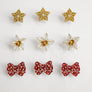 Laliblue : Christmas : Christmas-themed brunette hair brooch with earring set