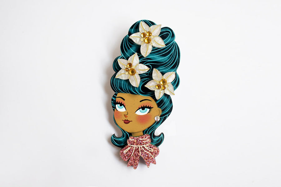 Laliblue : Christmas : Christmas-themed brunette hair brooch with earring set