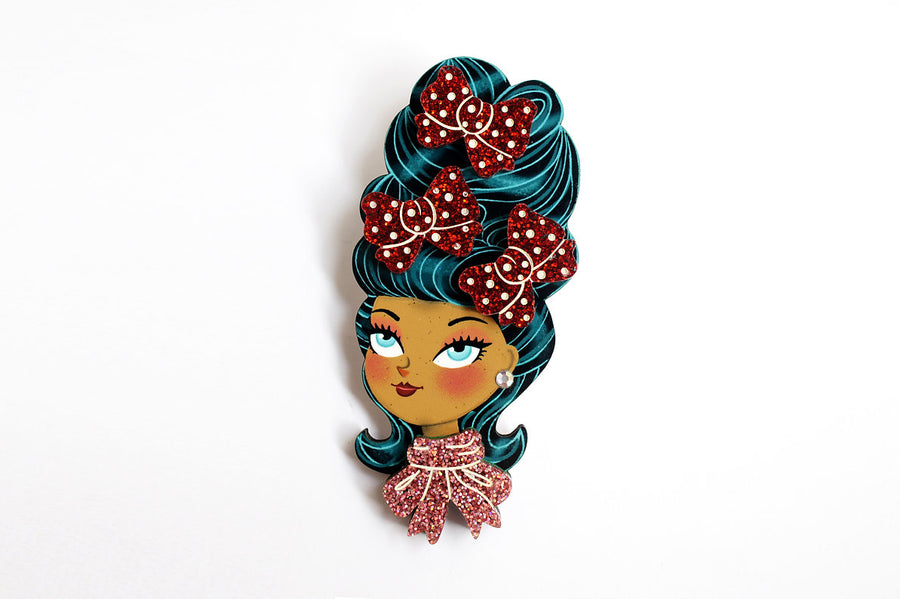 Laliblue : Christmas : Christmas-themed brunette hair brooch with earring set