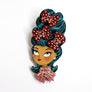 Laliblue : Christmas : Christmas-themed brunette hair brooch with earring set