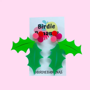 Birdie Bananas : Christmas Holly Earrings