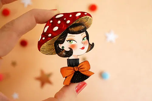 LaliBlue :  Christmas : Christmas Mushroom Brooch [PRE-ORDER]