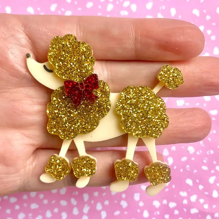 Birdie Bananas : Christmas Poodle Brooch