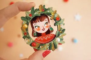 LaliBlue :  Christmas : Christmas Wreath Brooch [PRE-ORDER]