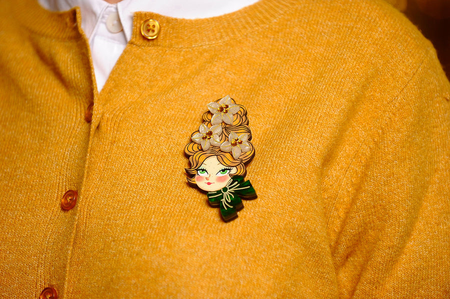 Laliblue : Christmas : Christmas blonde hair brooch with earring set