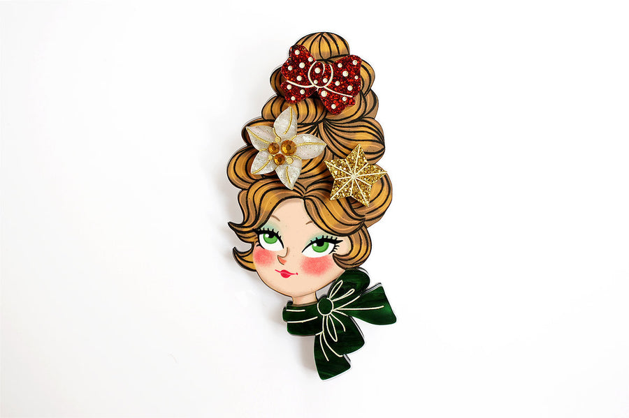 Laliblue : Christmas : Christmas blonde hair brooch with earring set