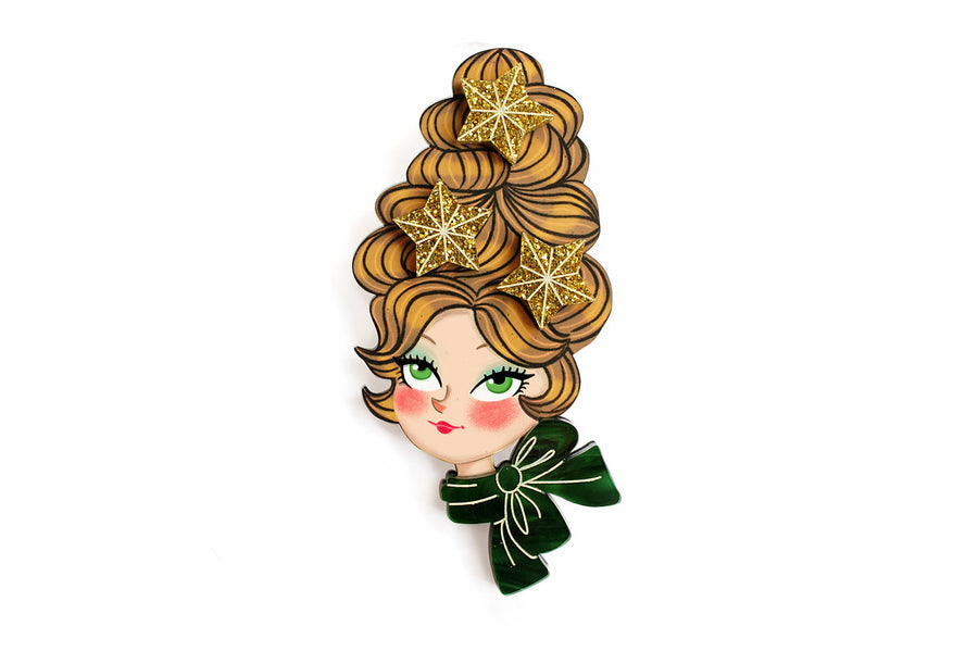 Laliblue : Christmas : Christmas blonde hair brooch with earring set