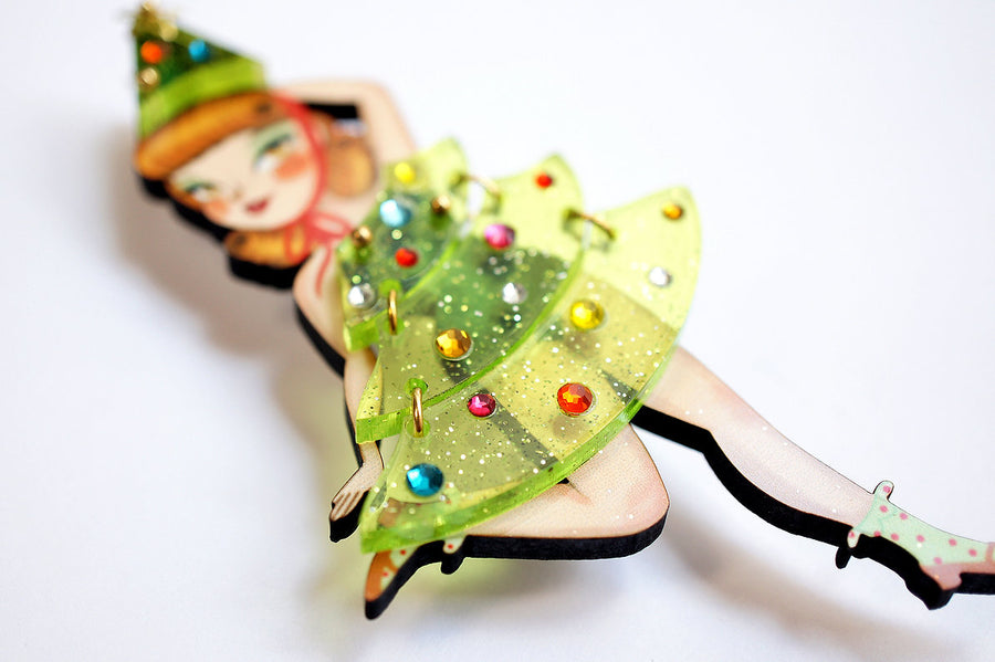 LaliBlue : Christmas : Christmas tree girl brooch
